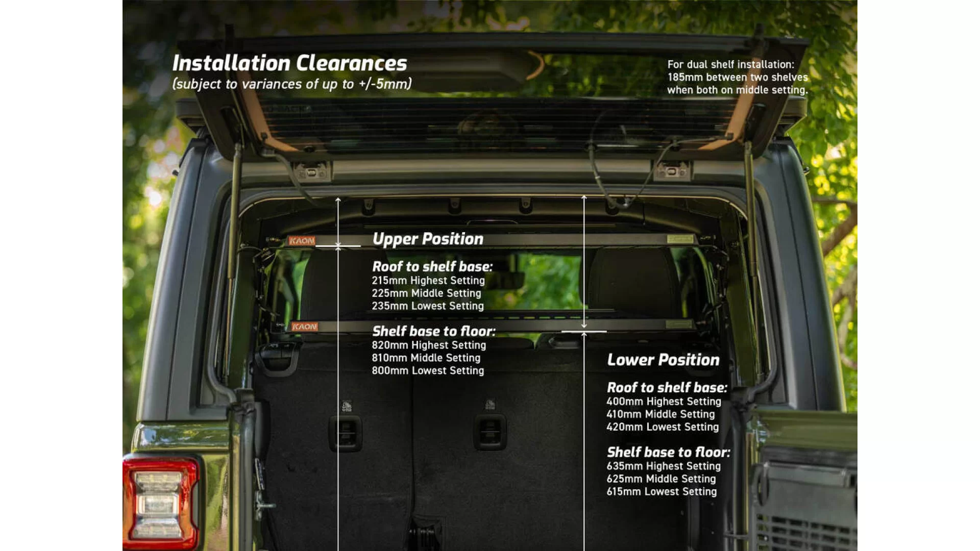 Kaon Standalone Rear Roof Shelf to suit Jeep Wrangler JL 4 Door - KS0608 - View 1