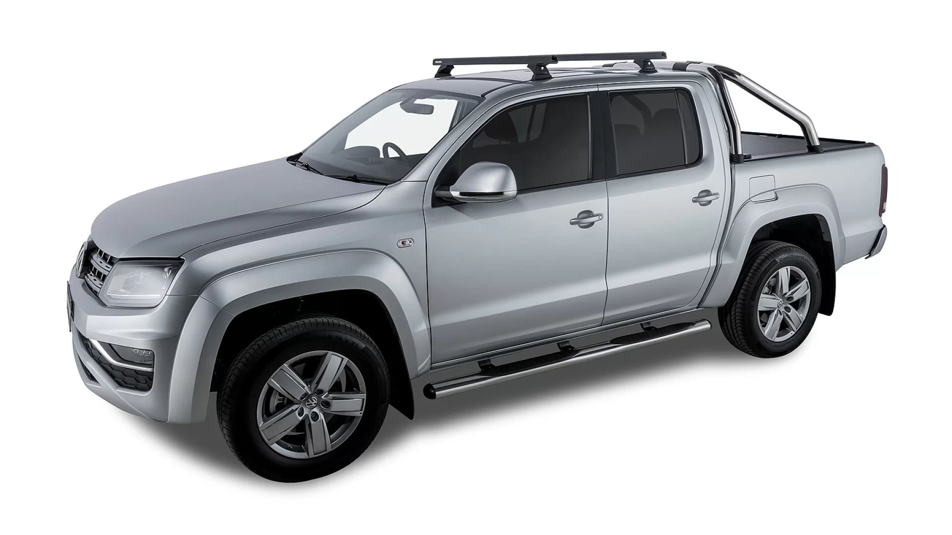 Rhino Rack JA9478 Heavy Duty RCH Black 2 Bar Roof Rack for Volkswagen Amarok 4dr Ute with Bare Roof (2011 to 2023) - Factory Point Mount