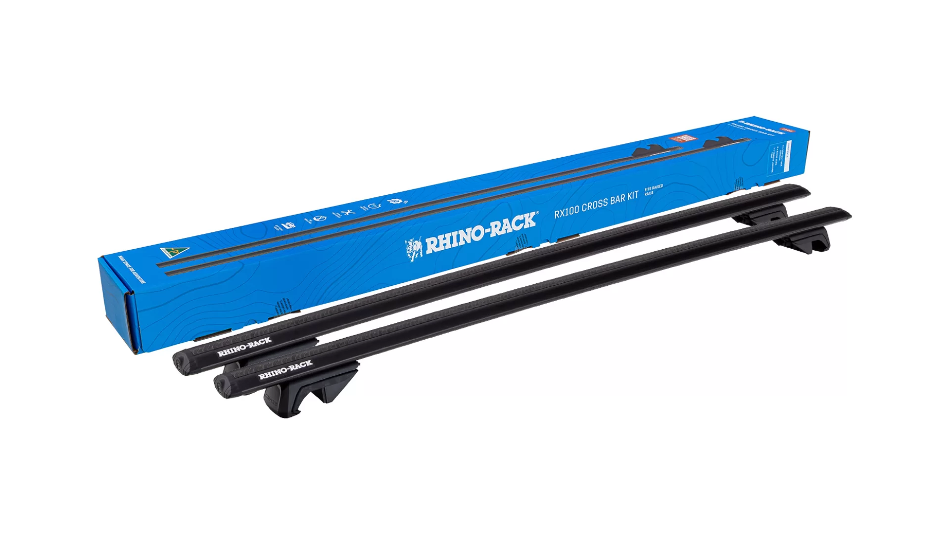 Rhino Rack RXB1VA150 RX100 Cross Bar Kit for Mercedes Benz Valente W447 4dr Van with Raised Roof Rail (2014 onwards) - Raised Rail Mount