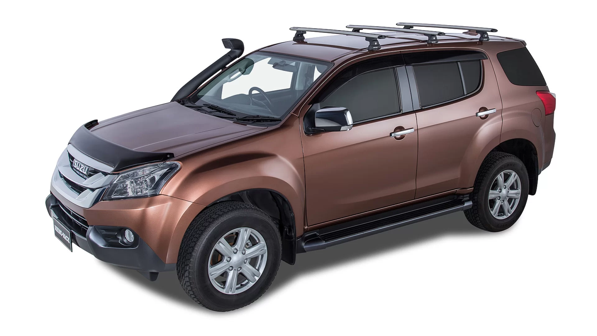 Rhino Rack JA8334 Vortex RLT600 Trackmount Silver 3 Bar Roof Rack for Isuzu MU-X LS-T 5dr SUV with Raised Roof Rail (2013 to 2021) - Track Mount