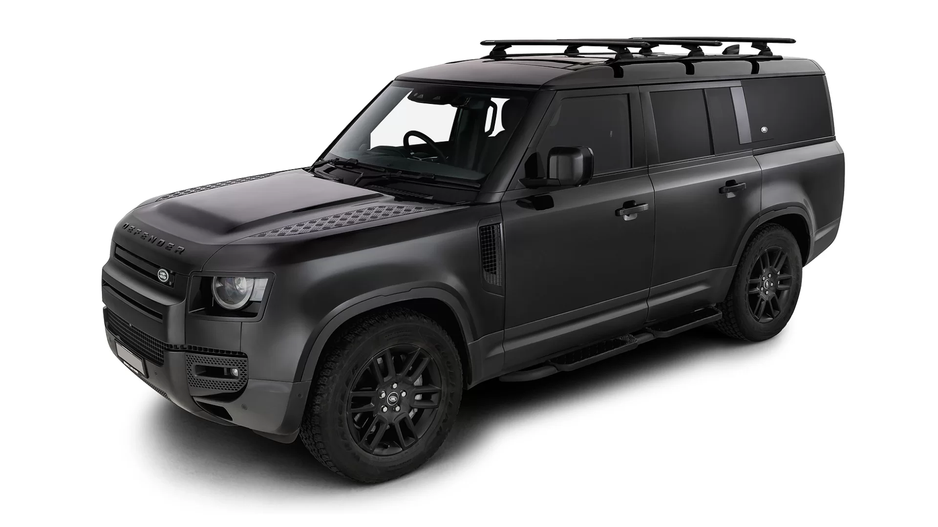 Rhino Rack JC-01926 Vortex RCL Black 3 Bar Roof Rack for Land Rover Defender 90 Gen2 3dr SUV with Factory Fitted Track (2020 onwards) - Factory Point Mount