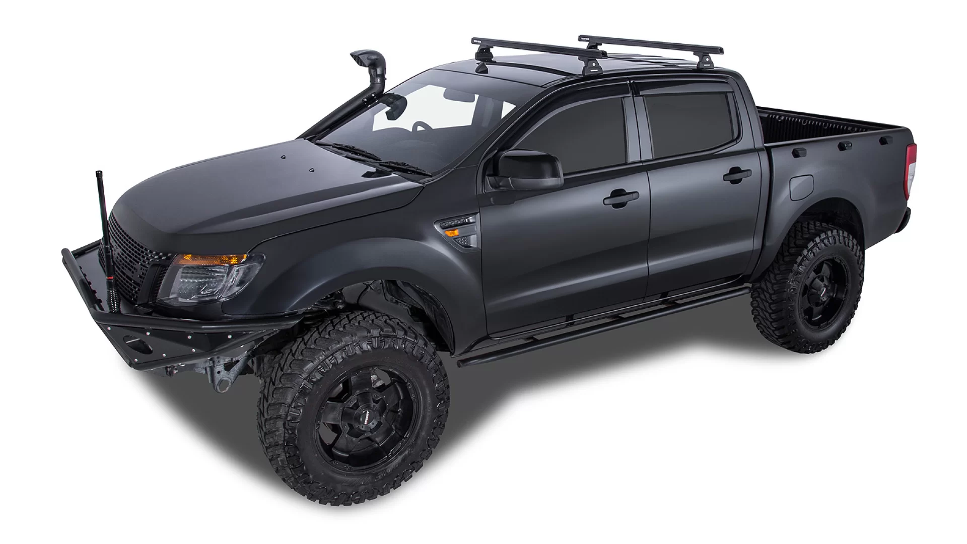 Ford Ranger PX (Double Cab) | Heavy Duty RLT600 Black 2 Bar Roof Rack | Rhino-Rack
