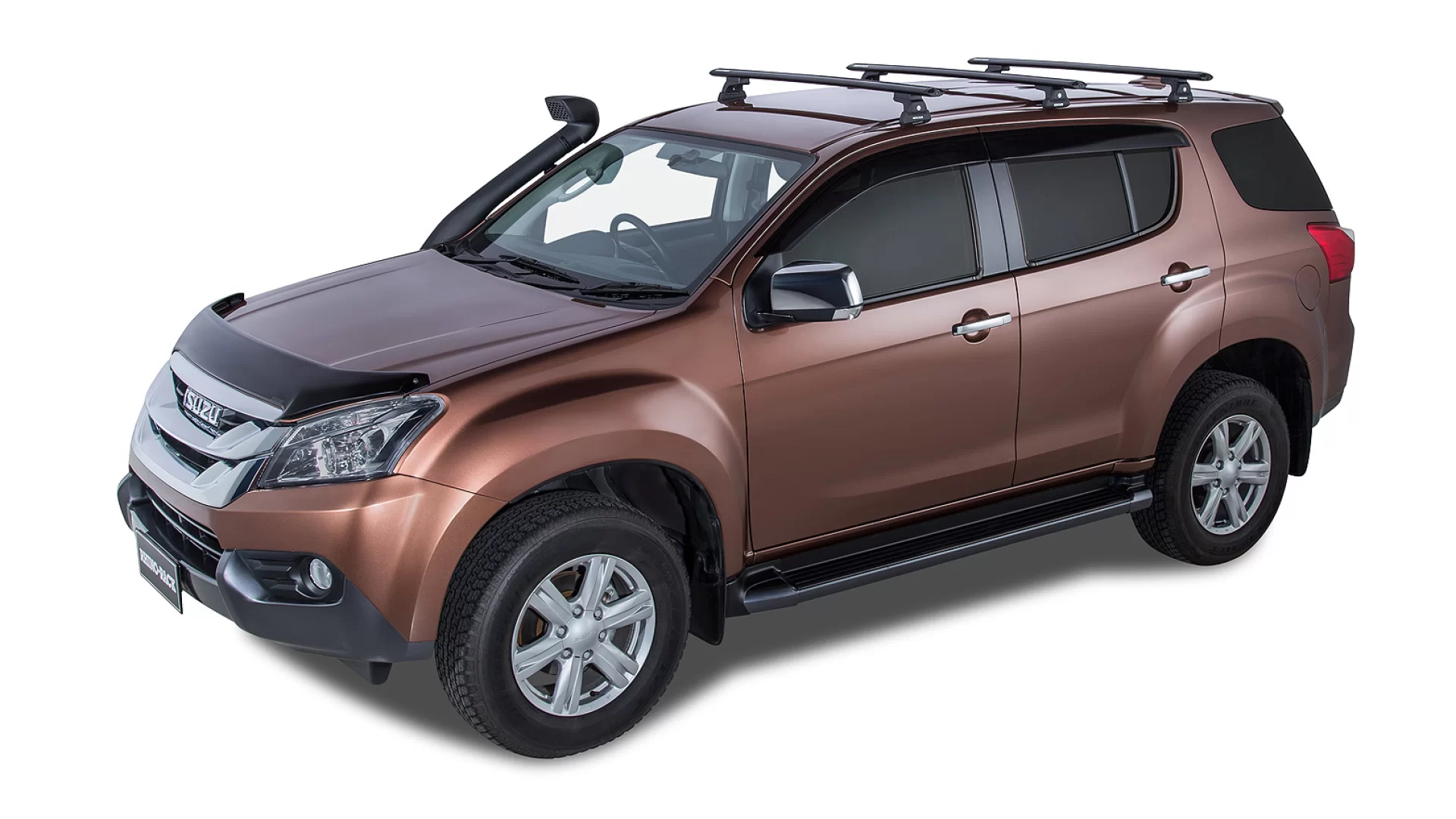 Rhino Rack JA8335 Vortex RLT600 Trackmount Black 3 Bar Roof Rack for Isuzu MU-X LS-T 5dr SUV with Raised Roof Rail (2013 to 2021) - Track Mount