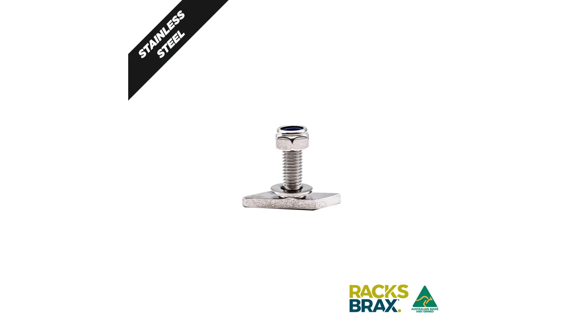 RacksBrax SS304 M8 x 22mm Parallelogram T Bolt with Washer and Nut 30.4 x 10.5 x 4.3 - 4 Pack (1019)