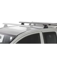 Rhino Rack JA8809 Vortex RLT600 Ditch Mount Silver 1 Bar Roof Rack (Rear) for Mitsubishi Triton MQ-MR Extra Cab Ute with Bare Roof (2015 onwards) - Factory Point Mount