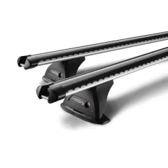 Yakima HD Through Bar Silver 2 Bar Roof Rack for LADA Samara 3dr SUV with Rain Gutter (1984 to 2004)