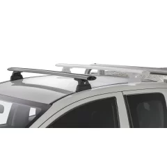 Rhino Rack JA8805 Vortex RLT600 Ditch Mount Silver 1 Bar Roof Rack (Front) for Mitsubishi Triton MQ-MR Extra Cab Ute with Bare Roof (2015 onwards) - Factory Point Mount