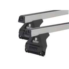 Rhino Rack JA0718 Heavy Duty RL110 Silver 2 Bar Roof Rack for MAZDA B Series 4dr Ute with Rain Gutter (1992 to 1999)