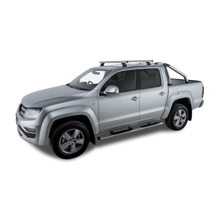 Rhino Rack JA9502 Heavy Duty RCH Silver 2 Bar Roof Rack for Volkswagen Amarok 4dr Ute with Bare Roof (2011 to 2023) - Factory Point Mount