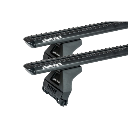 Rhino Rack JC-05300 Sportz RL110 Black 2 Bar Roof Rack for Ford Transit L1H1 (III) 4dr SWB Low Roof with Rain Gutter (1997 to 2000) - Gutter Mount