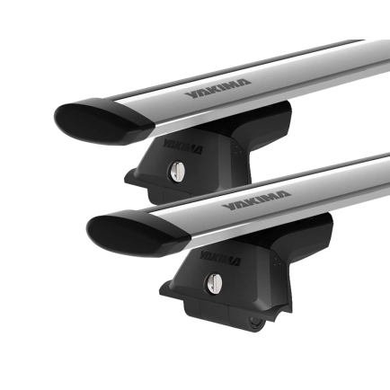 Yakima JetStream Thru bar Silver 2 Bar Roof Rack for MAZDA Mazda 3 4dr Sedan with Factory Mounting Point (2004 to 2009)