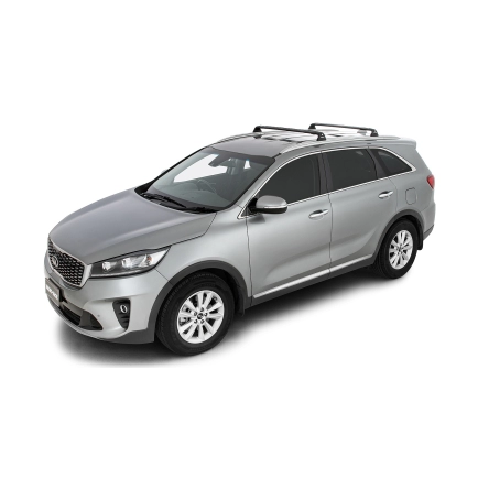 Rhino Rack RVP87 Vortex RVP Black 2 Bar Roof Rack for Kia Sorento UM 5dr SUV with Flush Roof Rail (2015 to 2020) - Factory Point Mount