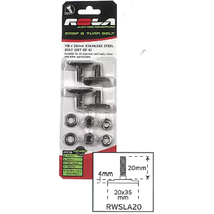 ROLA M8X20 DROP AND TURN CHANNEL BOLT SET RWSLA20